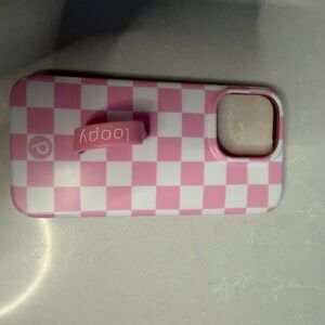 Loopy Case Pink and White Checkered Grip Case